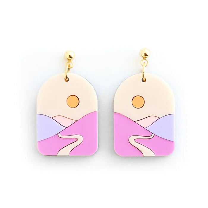 pendientes paisaje violeta