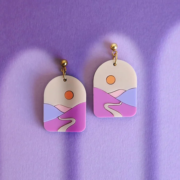 pendientes paisaje violeta