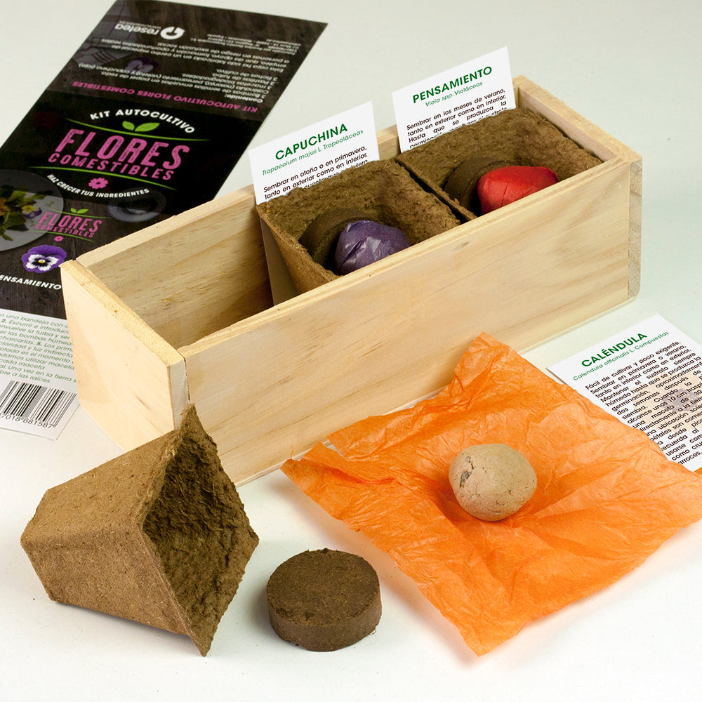 Kit Autocultivo Flores Comestibles (Caléndula, pensamiento y capuchina)