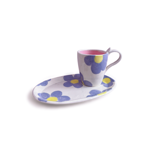 taza flores azules