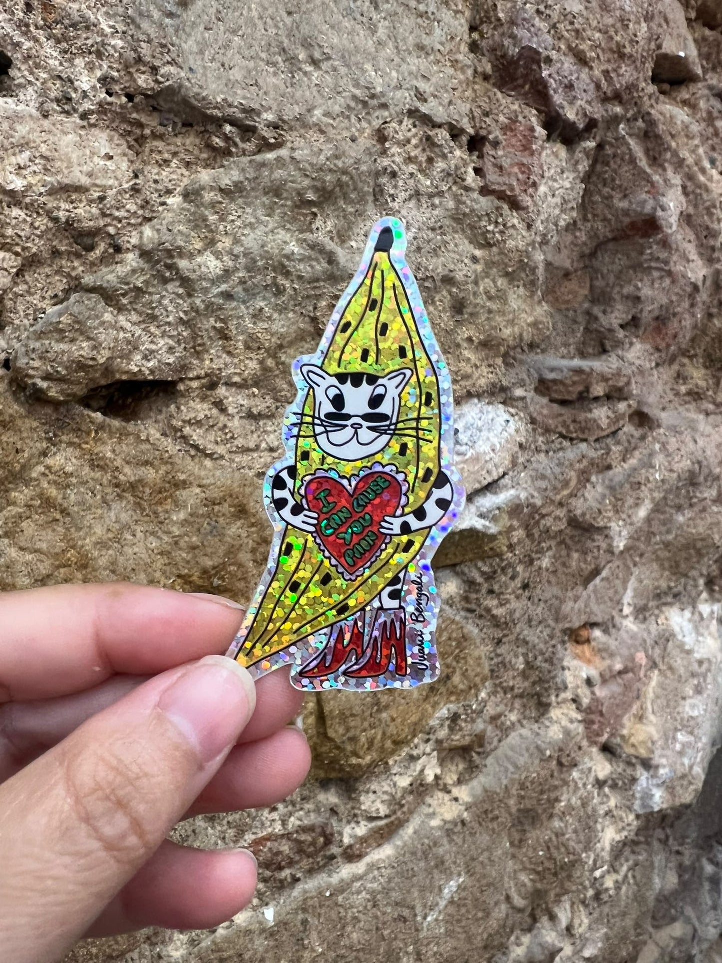 sticker cat banana