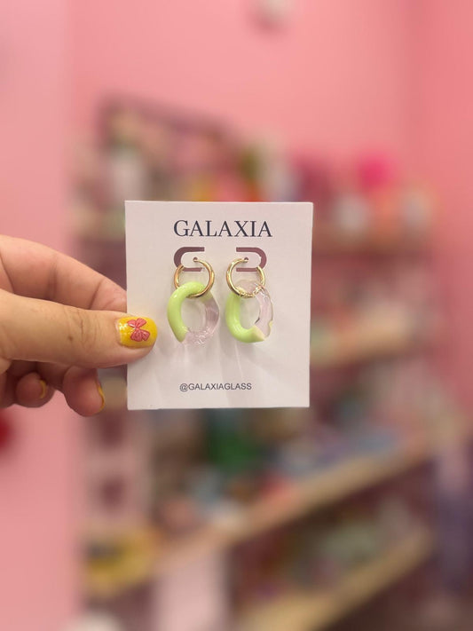 Pendientes vidrio verde-rosado