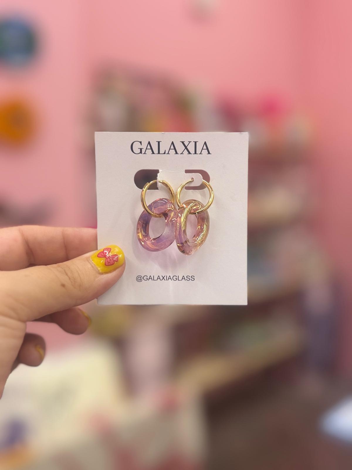 Pendientes vidrio rosa irisado