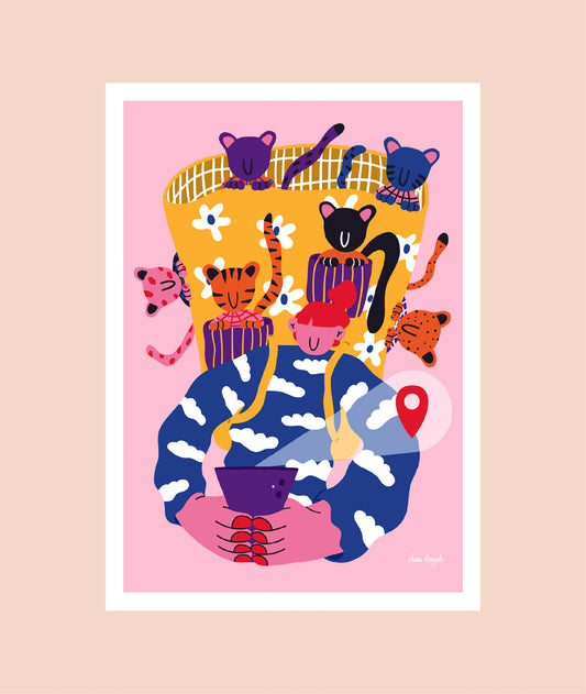 ilustracion adventure with cats