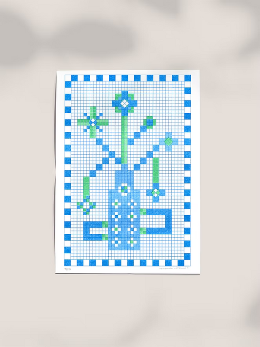 ilustracion pixel flower a4