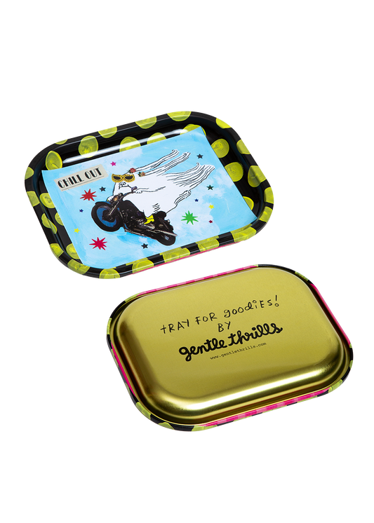 bandeja de metal relajante