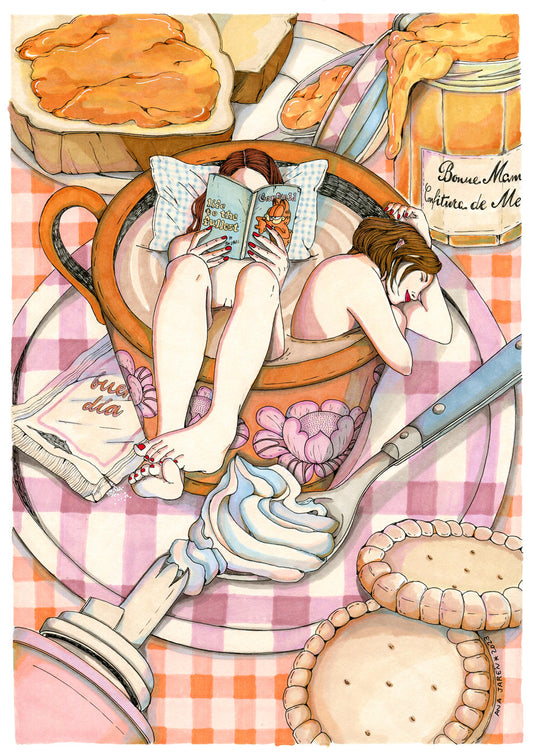 ilustración baño de te