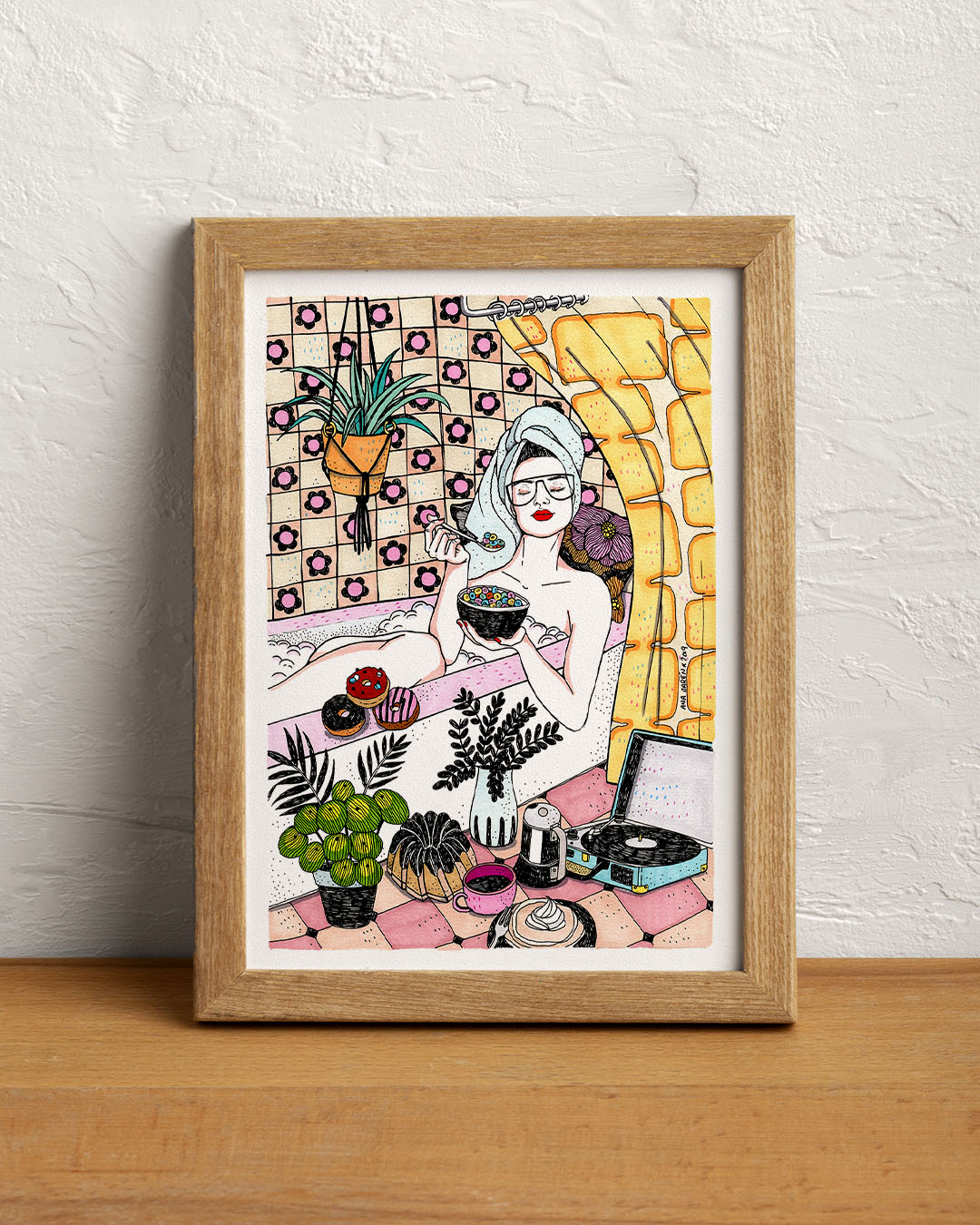 ilustración baño y cereales