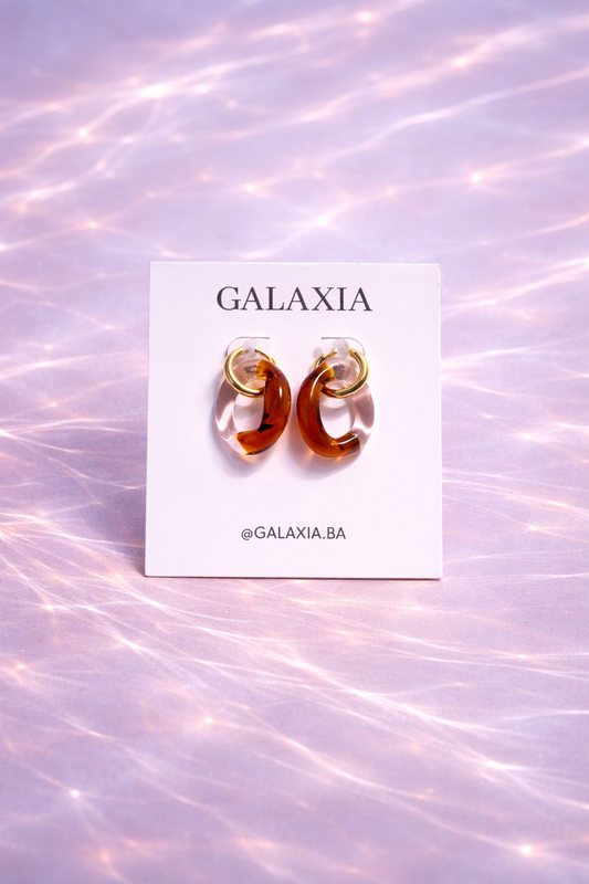 Pendiente bicolor rosa y marrón