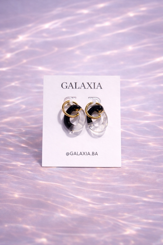 Pendiente bicolor transparente y negro