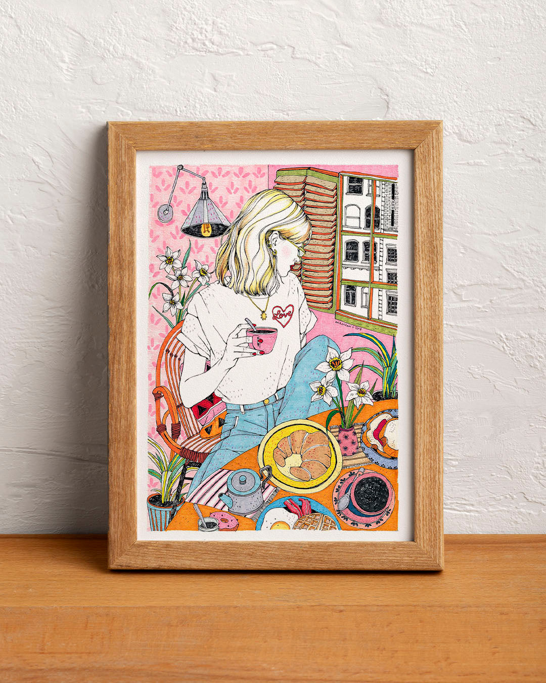 ilustración cafe en casa