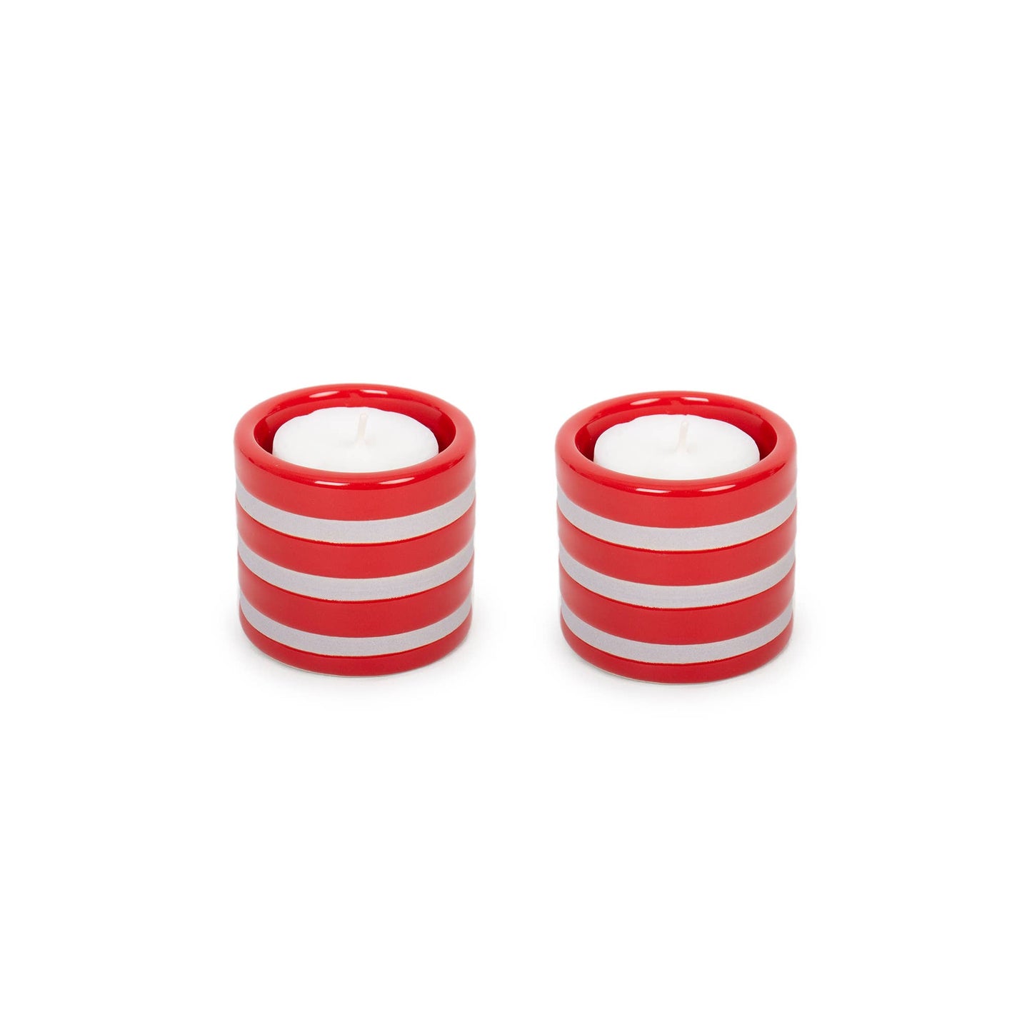 pack de 2 portavelas ceramica rojo