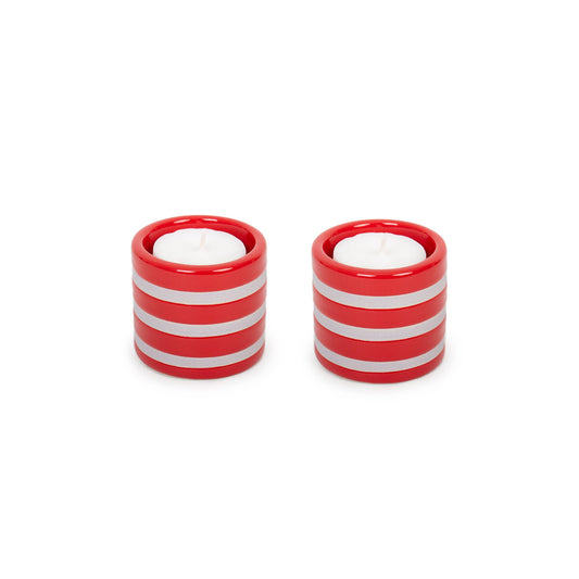 pack de 2 portavelas ceramica rojo