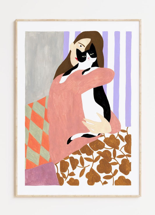 ilustracion woman and cat
