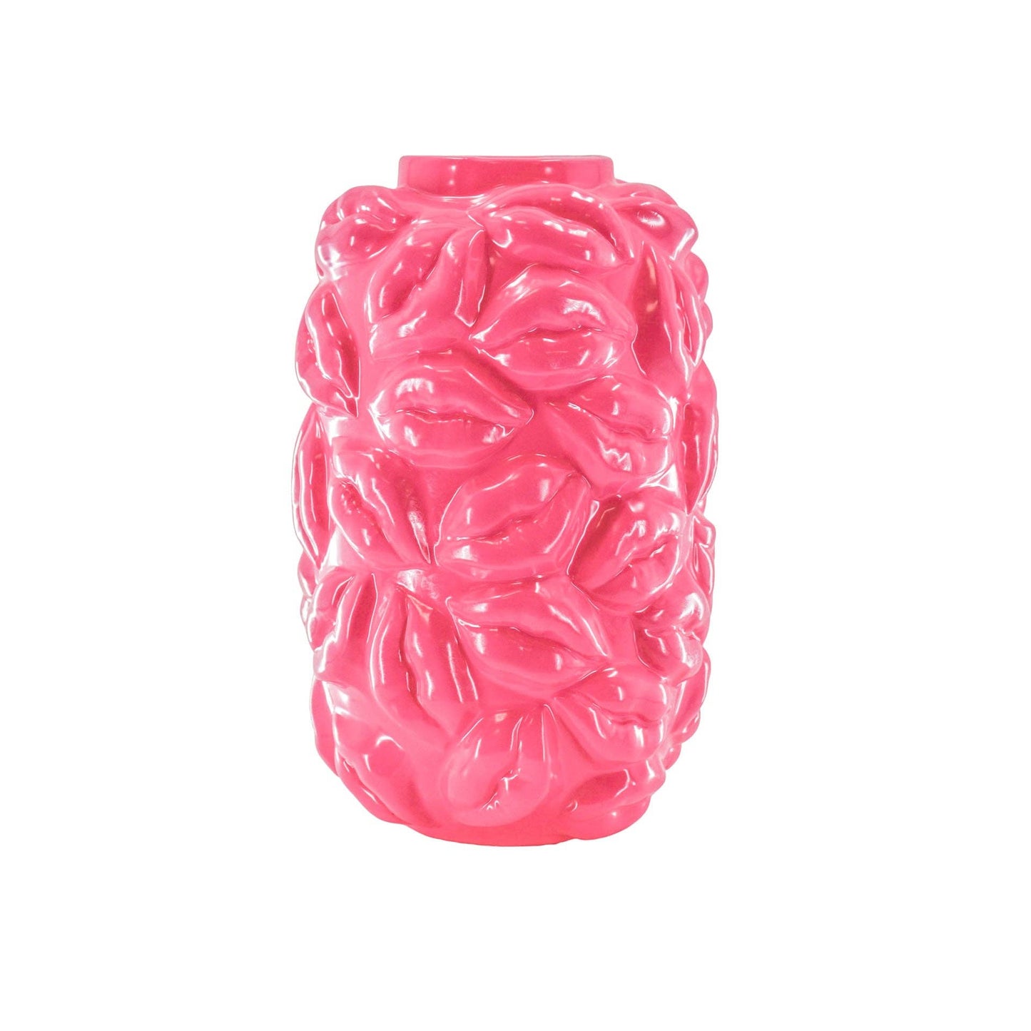 Housevitamin bv - Jarrón de cerámica 'Kiss me' en rosa neón 17x17x27 cm