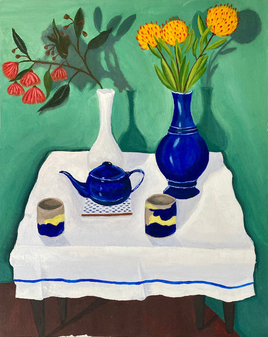 Print florero con tazas — ilustración original Ceruleo Barcelona