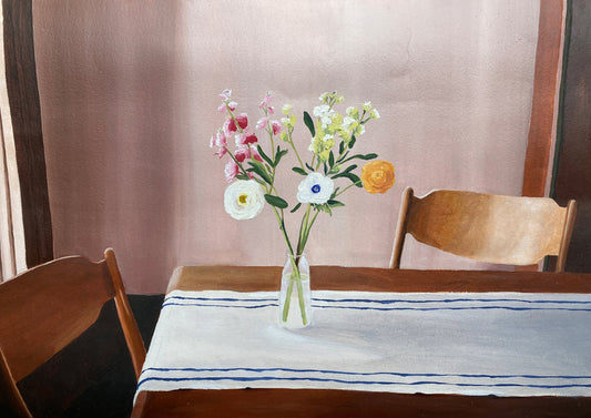 Print florero en mesa — ilustración original Ceruleo Barcelona