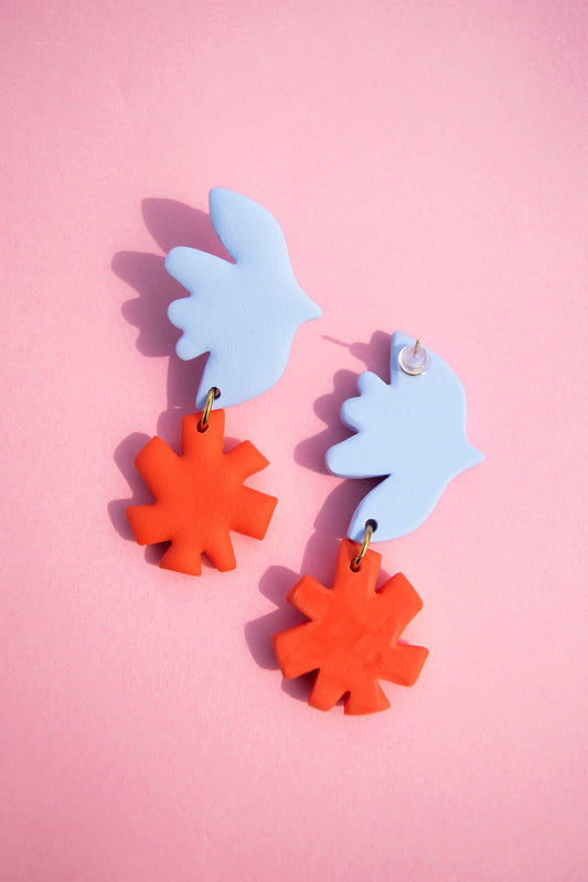 Pendientes Pendientes pájaro Matisse azul bebe y rojo – JULIAHACECOSAS | Tienda de diseño Barcelona