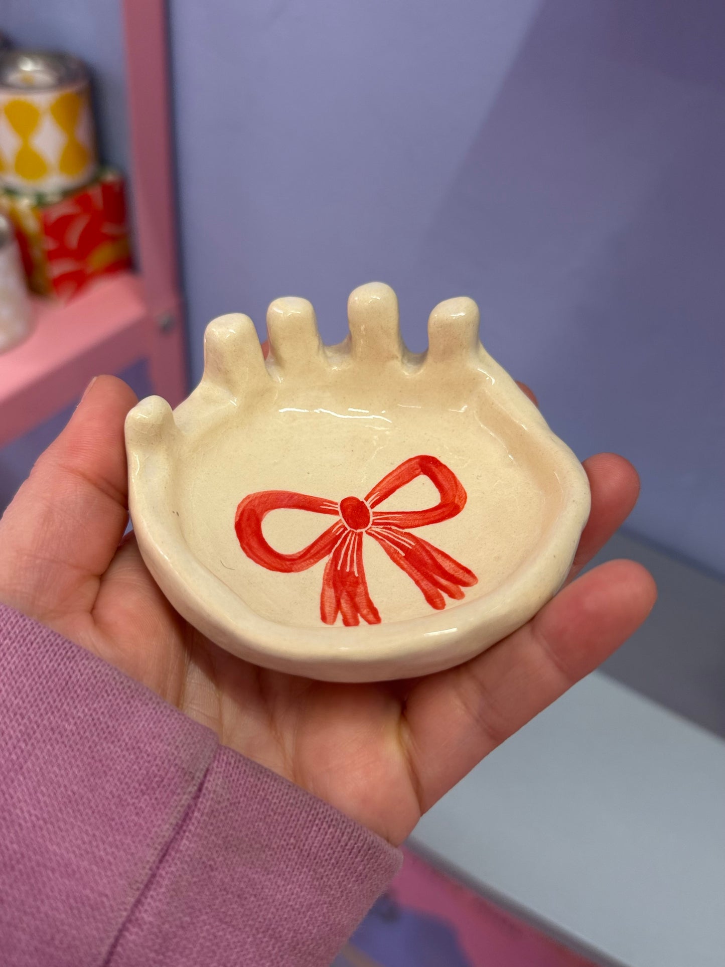 anillero de ceramica con lazo