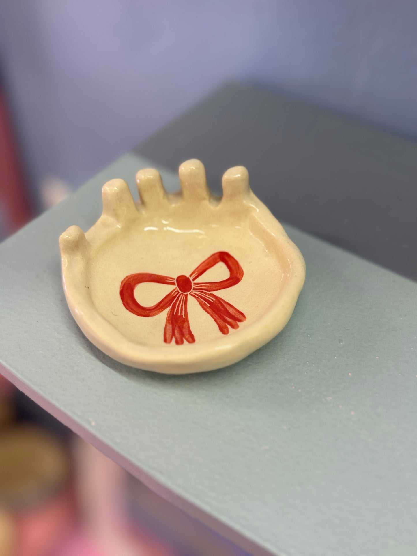 anillero de ceramica con lazo