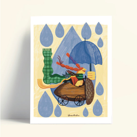 Iluvia – ilustración original de Istriceillustra | Leopardo Leopardi Barcelona
