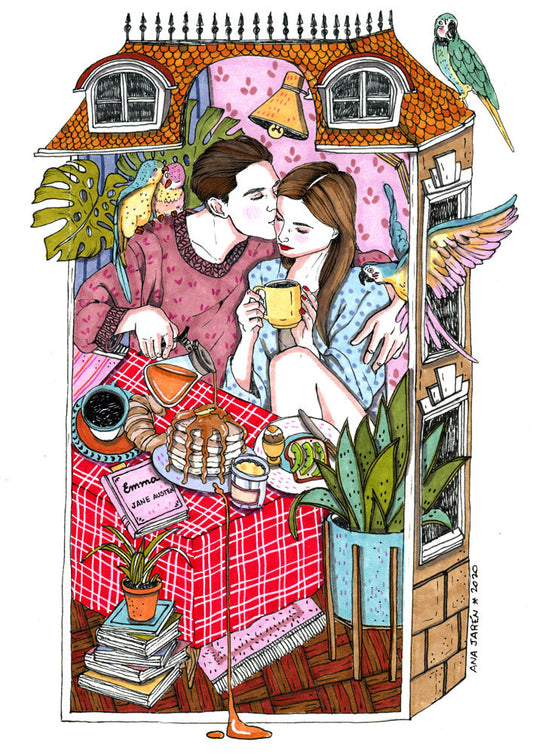 ilustración pareja y brunch