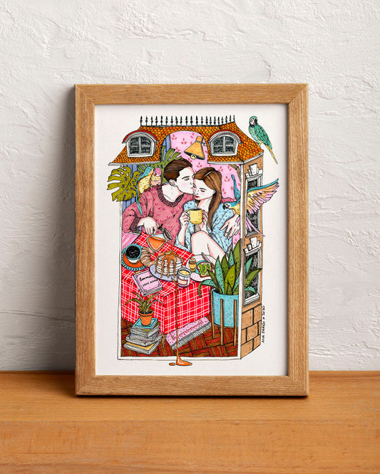 ilustración pareja y brunch