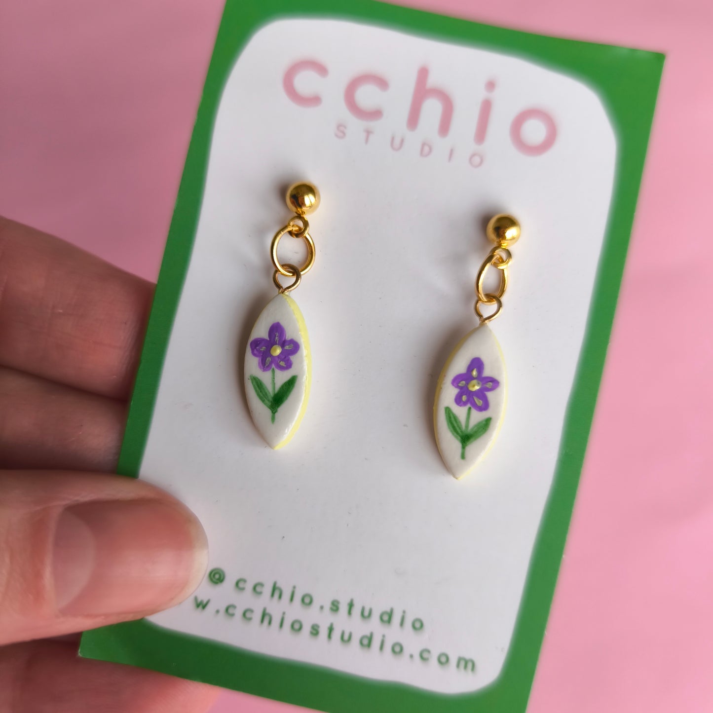 Pendientes pintado mini rombo