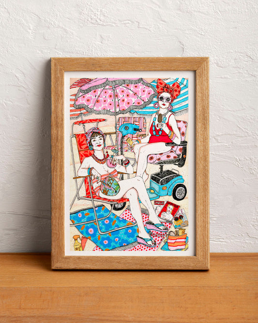 ilustración señoras de la playa