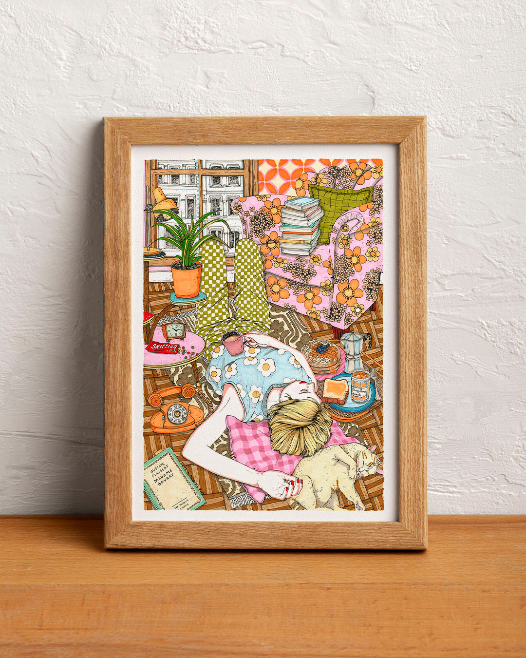 ilustración siesta y gato