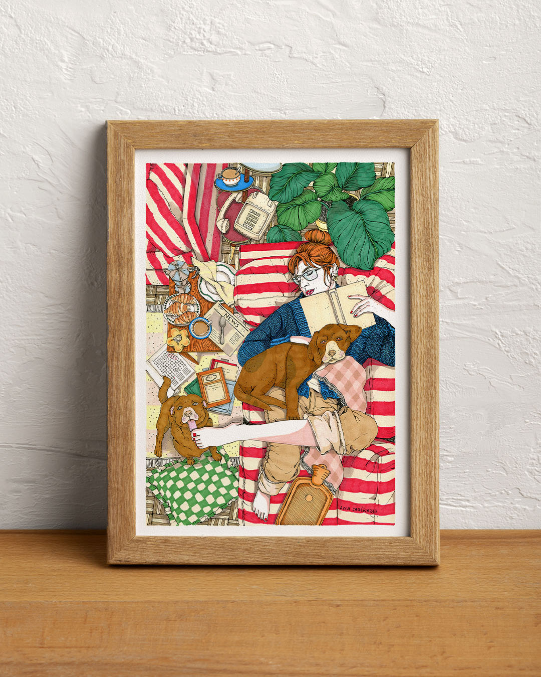 ilustración sofa y perro