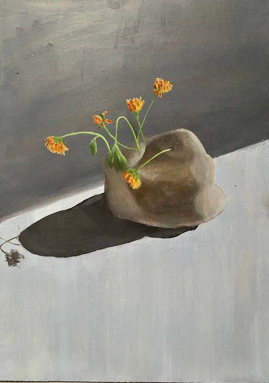 ilustración naranjas sobre piedra