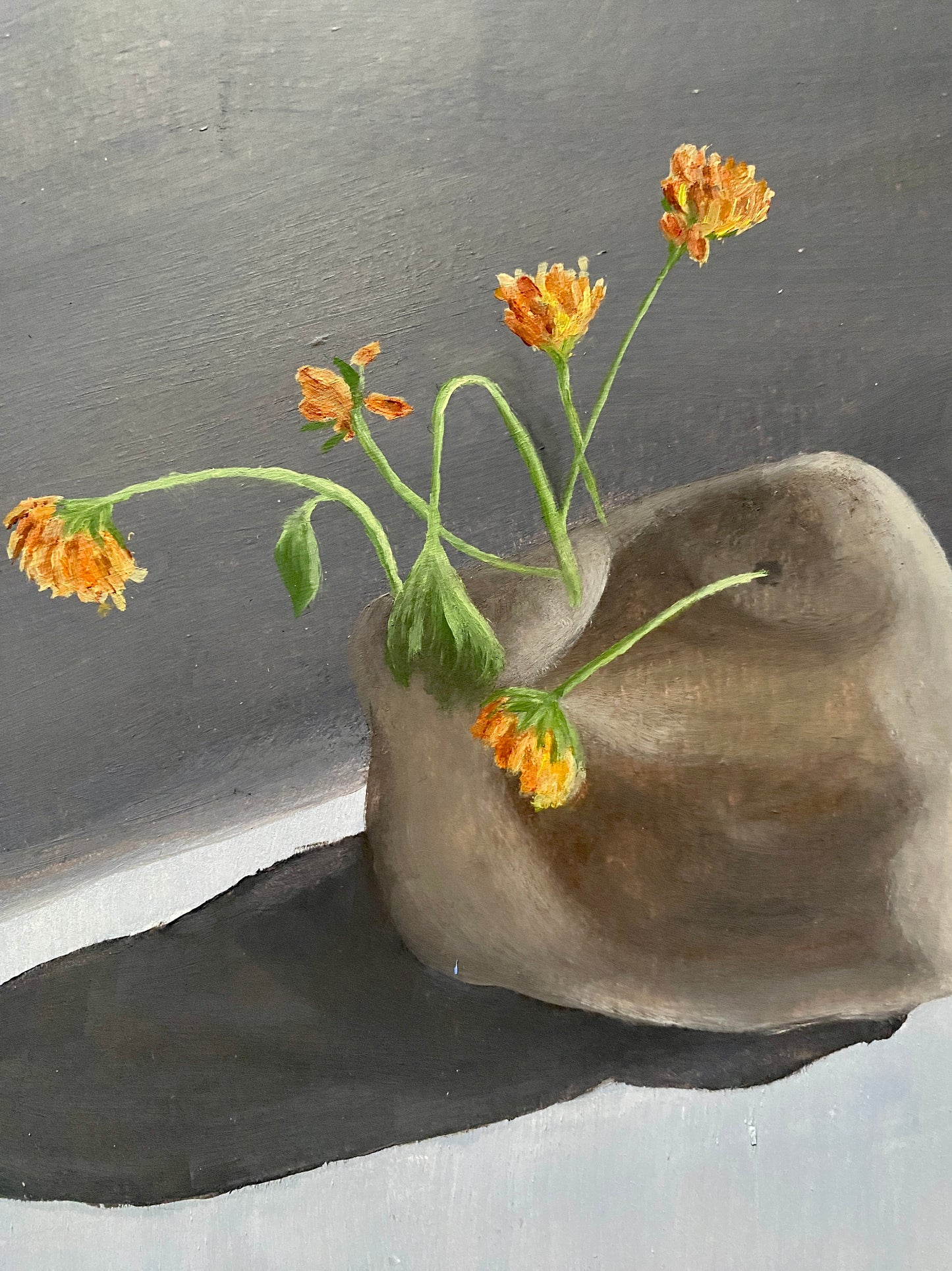 ilustración naranjas sobre piedra