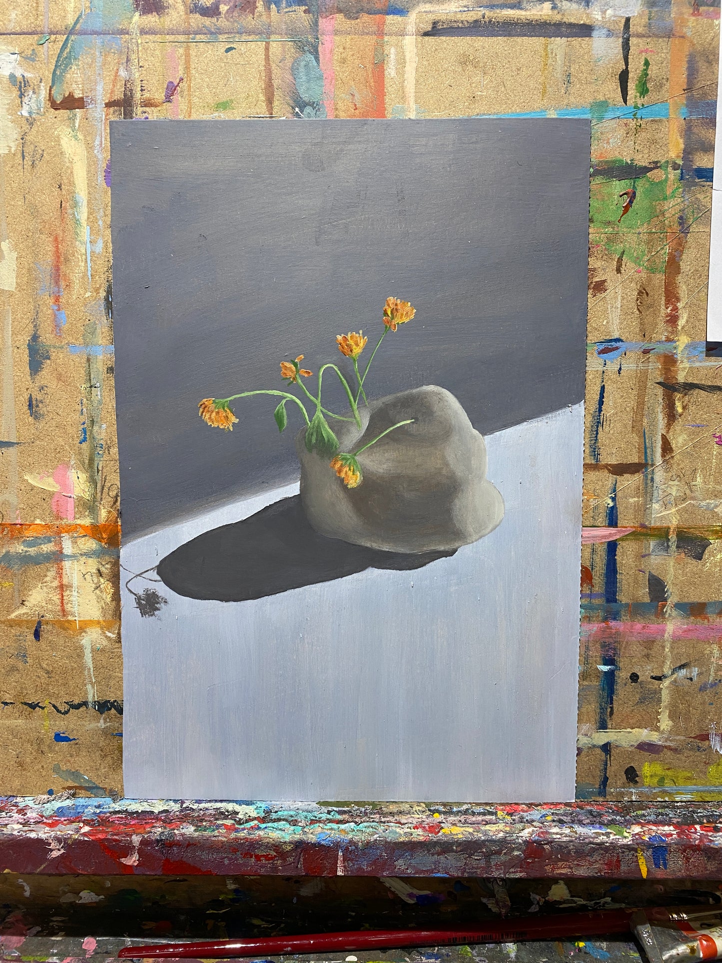 ilustración naranjas sobre piedra