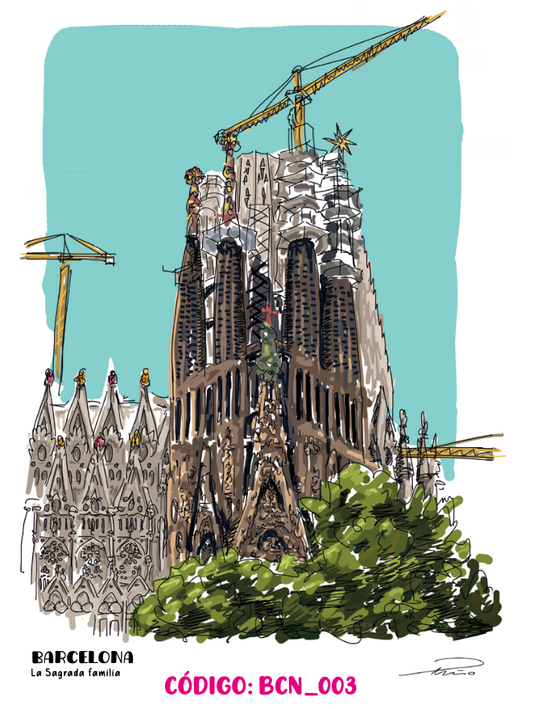 ilustracion Sagrada Familia fondo cielo