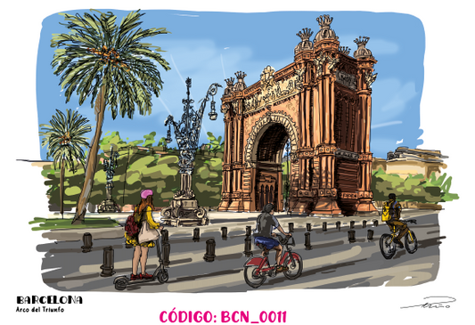 ilustracion Arco del Triumfo fondo cielo