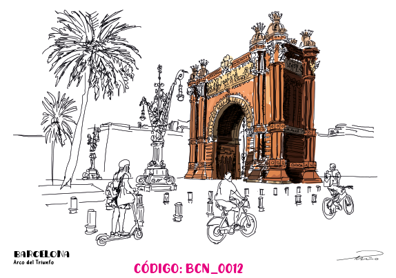 ilustracion Arco del Triumfo fondo blanco