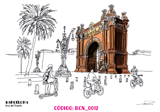 ilustracion Arco del Triumfo fondo blanco